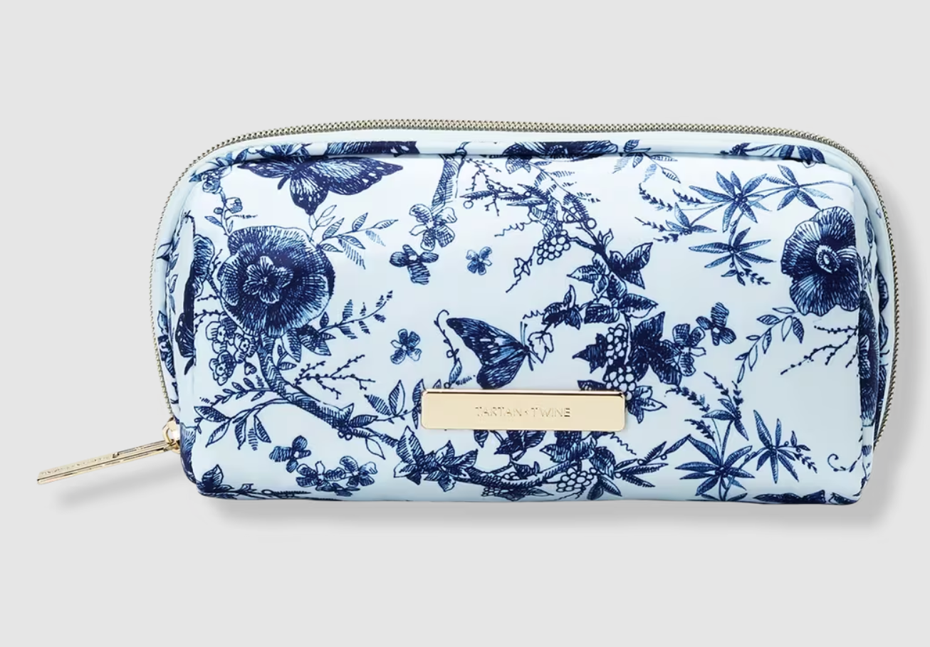 Tartan + Twine - Blue Butterfly Floral Cosmetic & Pencil Case 079642318040